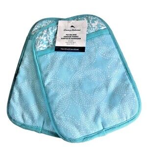 Tommy Bahama Potholders Neoprene Cotton White Dots Beach House 7"x10" Set of 2